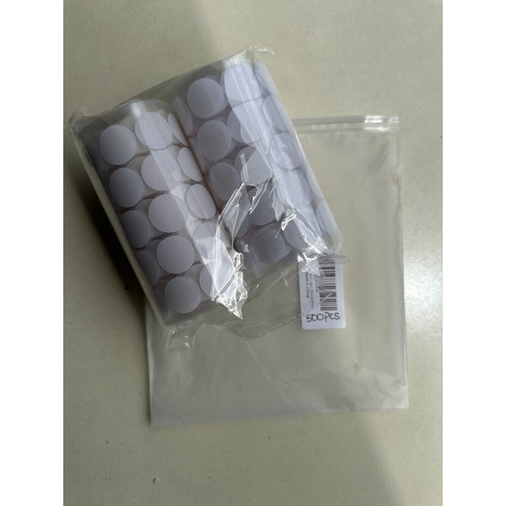 Hook & Loop Dots 500pcs(250 Pairs) White Sticky Back Coins, Nylon Self Adhesive